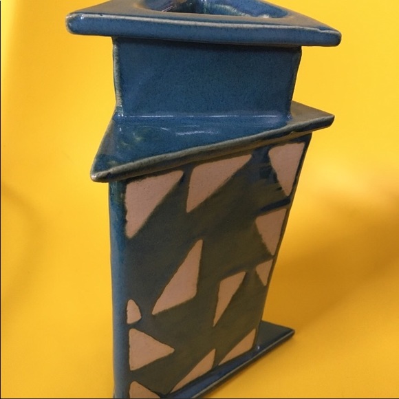 OREGON ART pottery vase signed McMillan ‘04 Portland Artist geometric triangle - Picture 2 of 7
